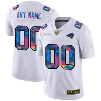 Men's Los Angeles Rams Customized 2020 White Crucial Catch Limited Stitched Jersey